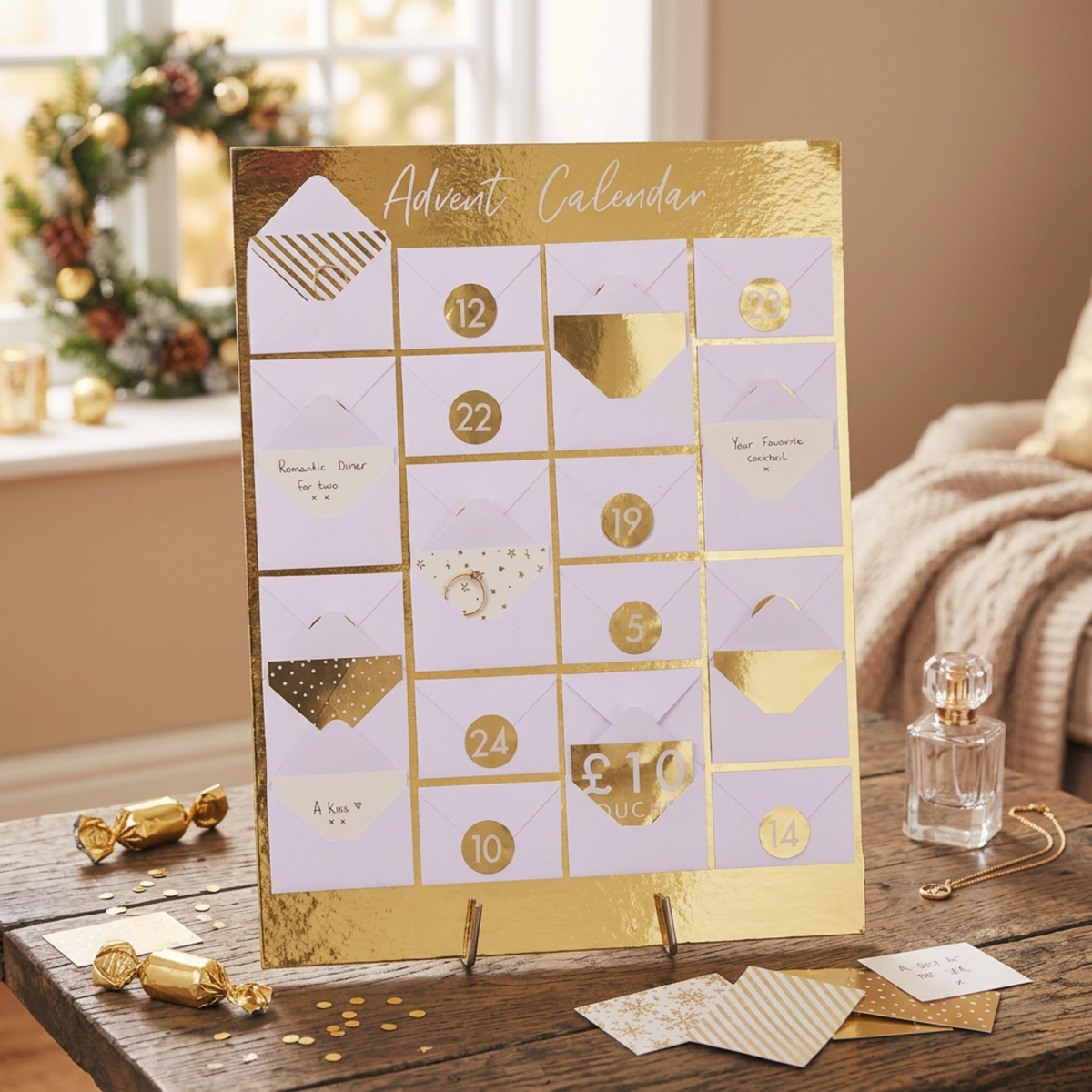 Mini Gold Foil Envelope Advent Calendar