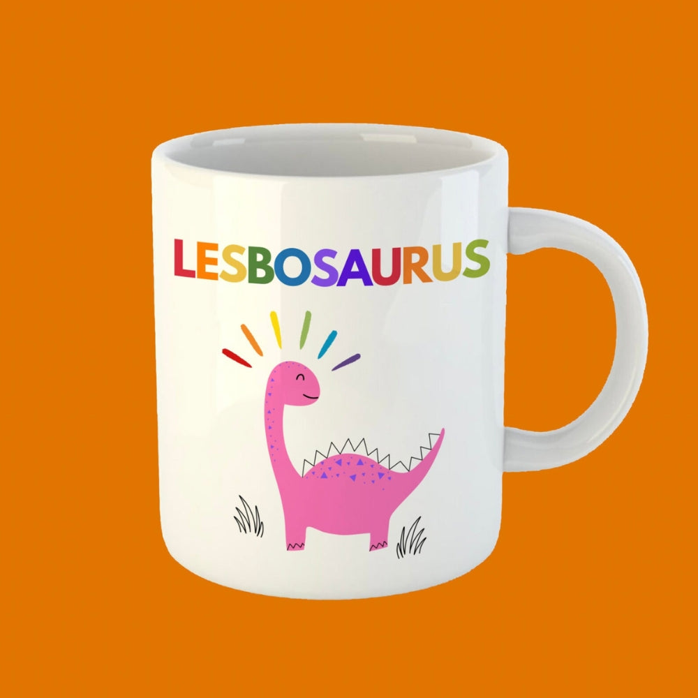 Lesbosaurus Pride Mug Rainbow Dinosaur