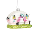 Pink Flamingo Caravan Glass Christmas Bauble