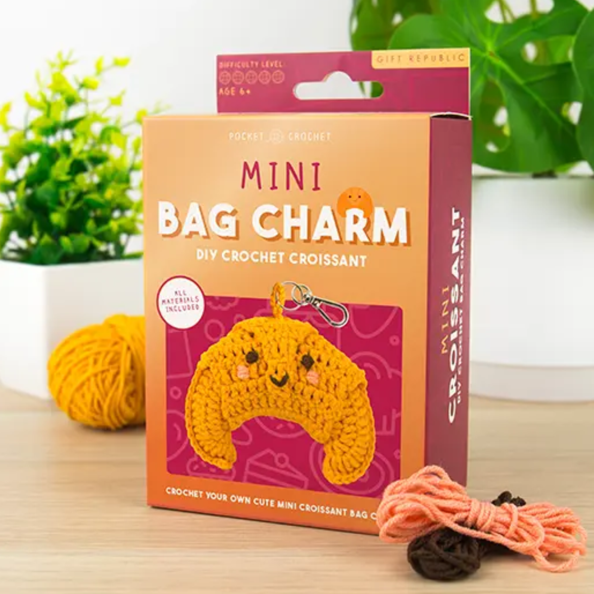 Mini Croissant DIY Crochet Bag Charm Kit