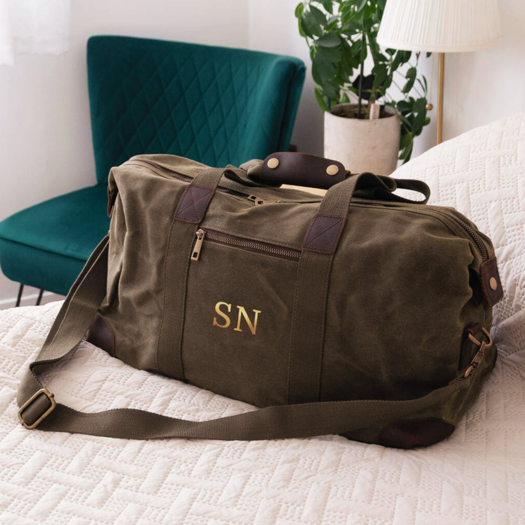 Monogrammed Luxury Waxed Canvas Holdall