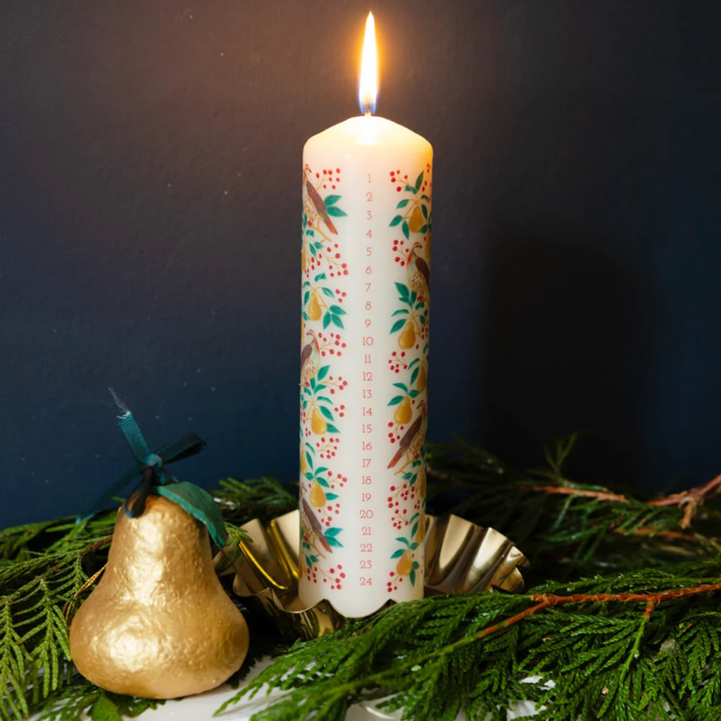 Partridge & Pear Advent Pillar Candle