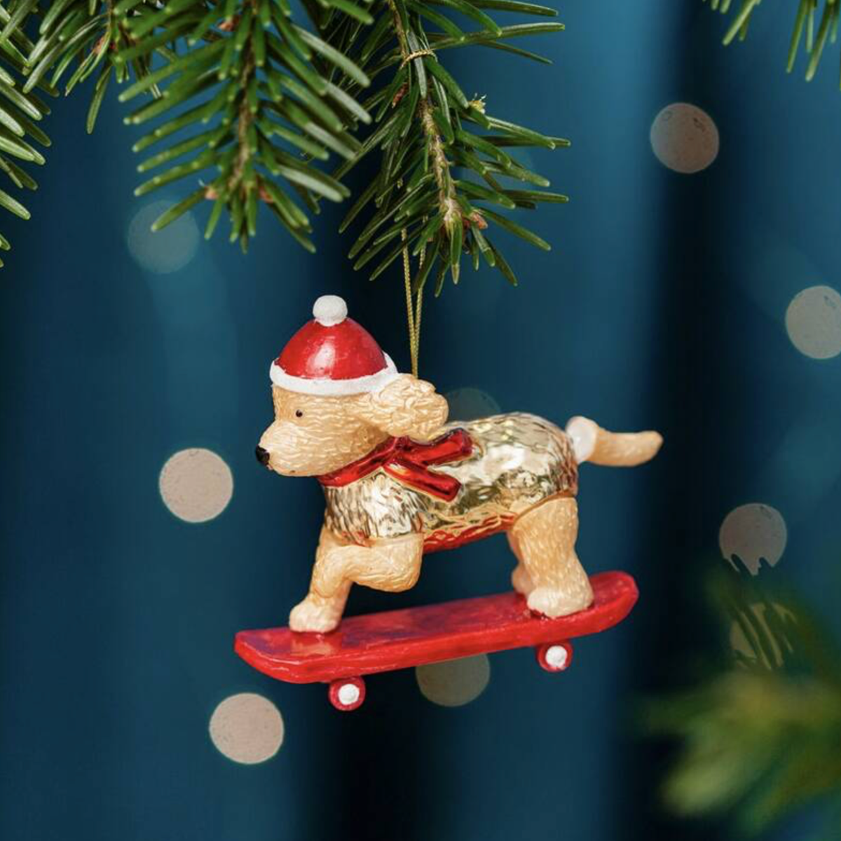 Skateboarding Cockapoo Christmas Bauble