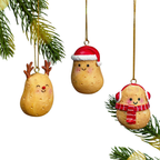 Set of 3 Happy Potato Christmas Bauble