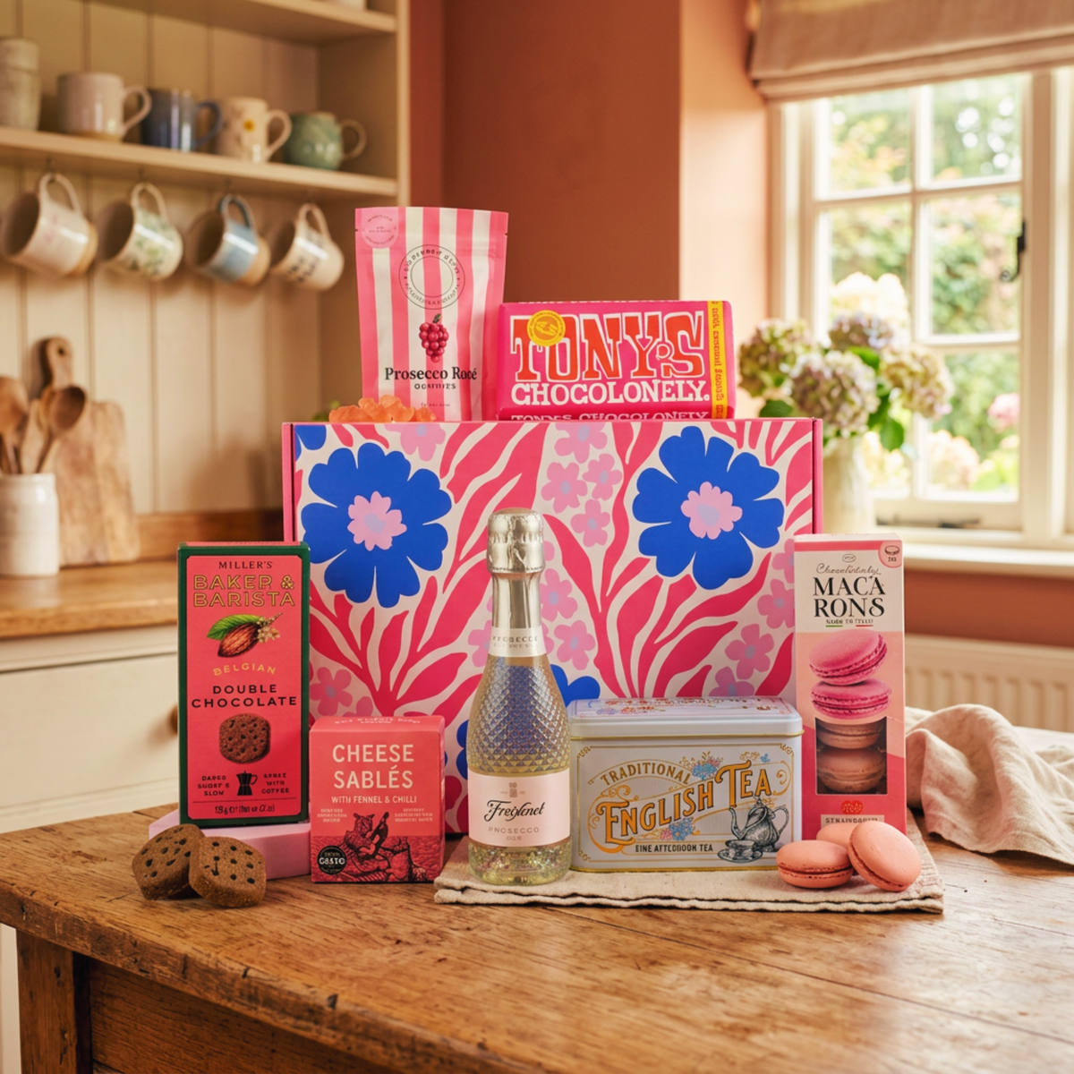 Afternoon Tea With Prosecco Gift Set Sparkling Wine Macarons & Chocolate Treats