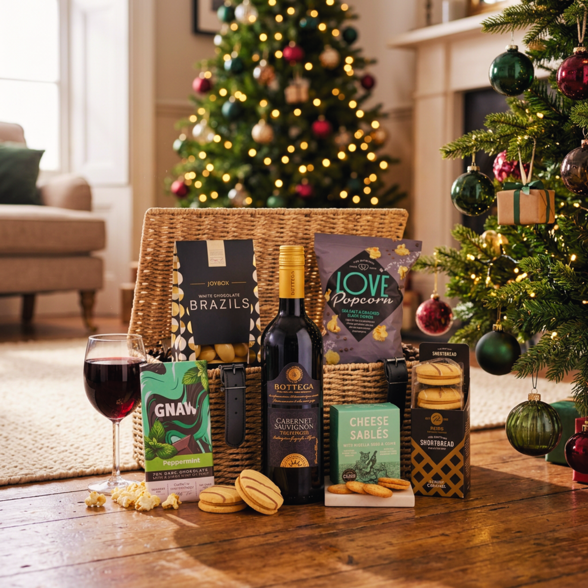Luxury Festive Wine Hamper, Cabernet Sauvignon, Chocolate & Gourmet Treats