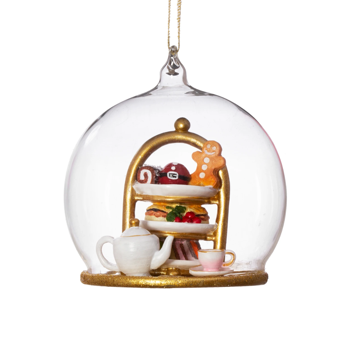 Personalised Afternoon Tea Glass Dome Christmas Bauble