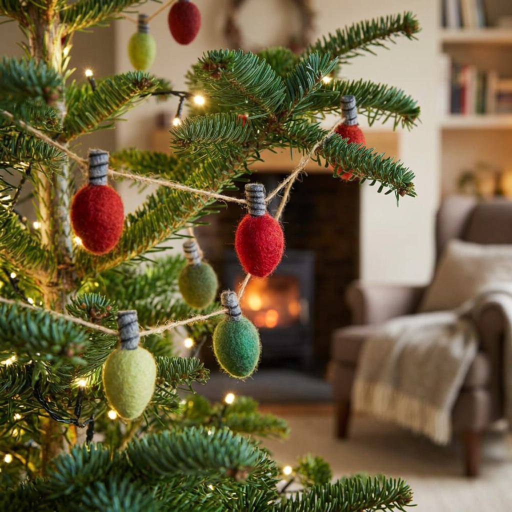 Christmas Felt Light Bulb Bunting
