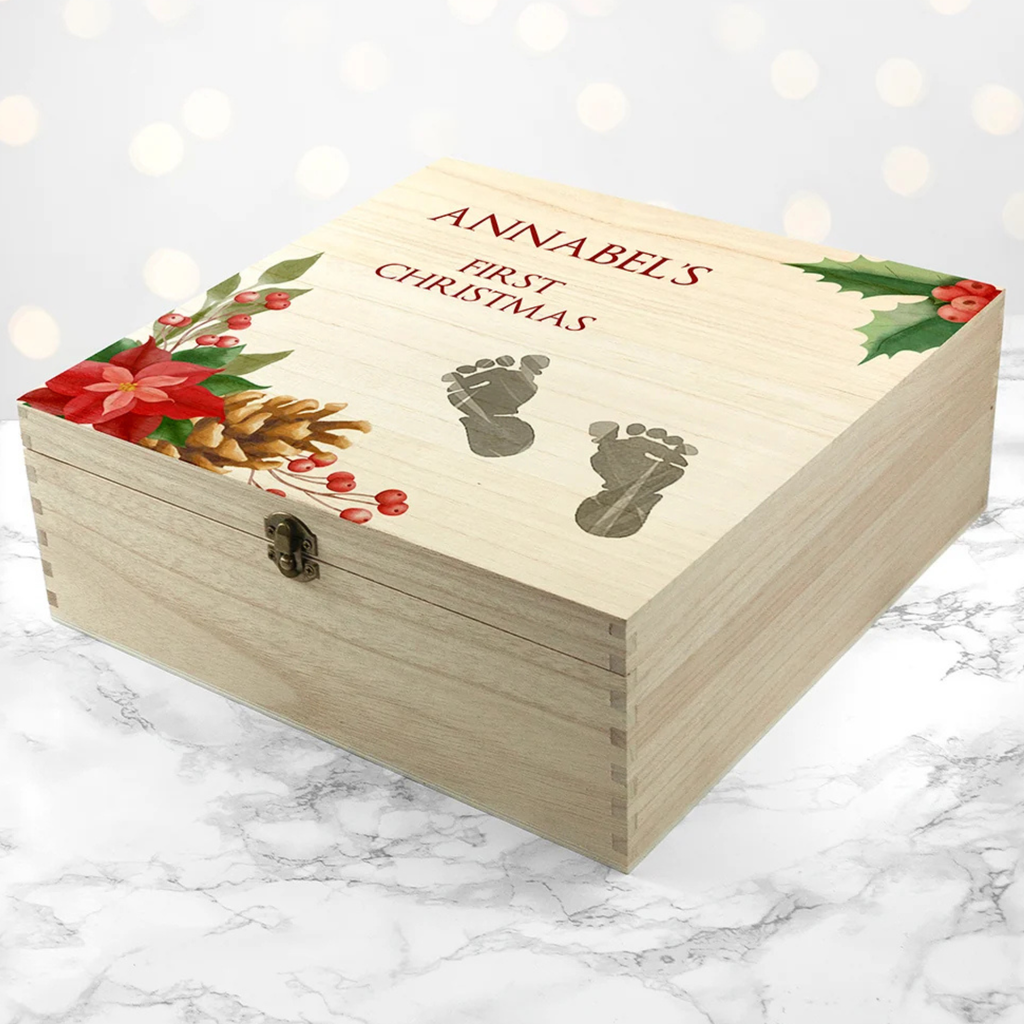 Personalised Baby's First Christmas Memento Box