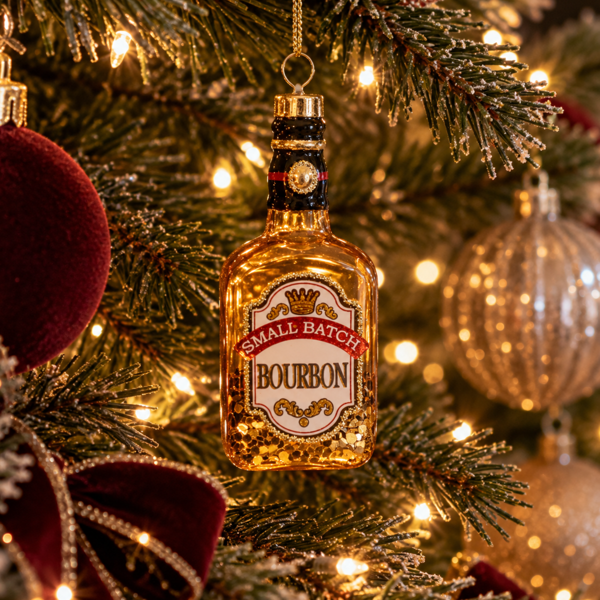 Bourbon Whiskey Bottle Christmas Bauble