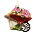 Personalised Ribbon Glass Wheelbarrow Christmas Bauble