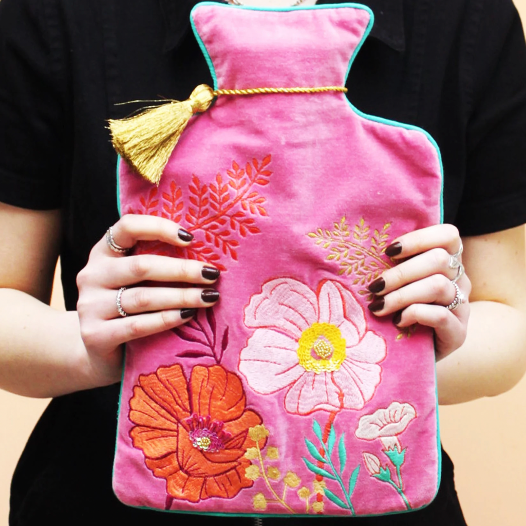 Posy Pink Velvet Hot Water Bottle