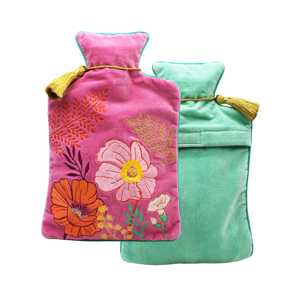 Posy Pink Velvet Hot Water Bottle