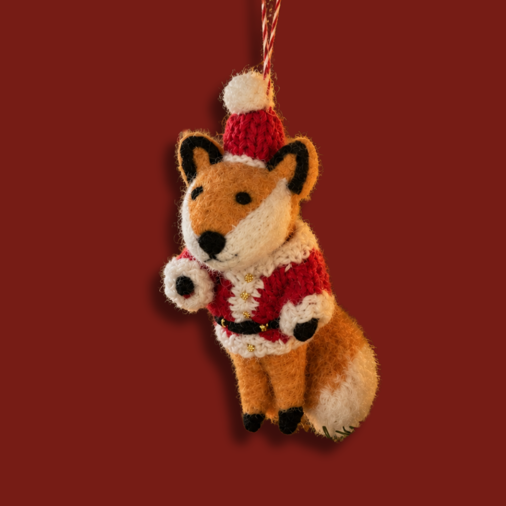Handmade Felt Santa Fox Christmas Decoration