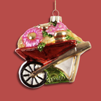 Personalised Ribbon Glass Wheelbarrow Christmas Bauble