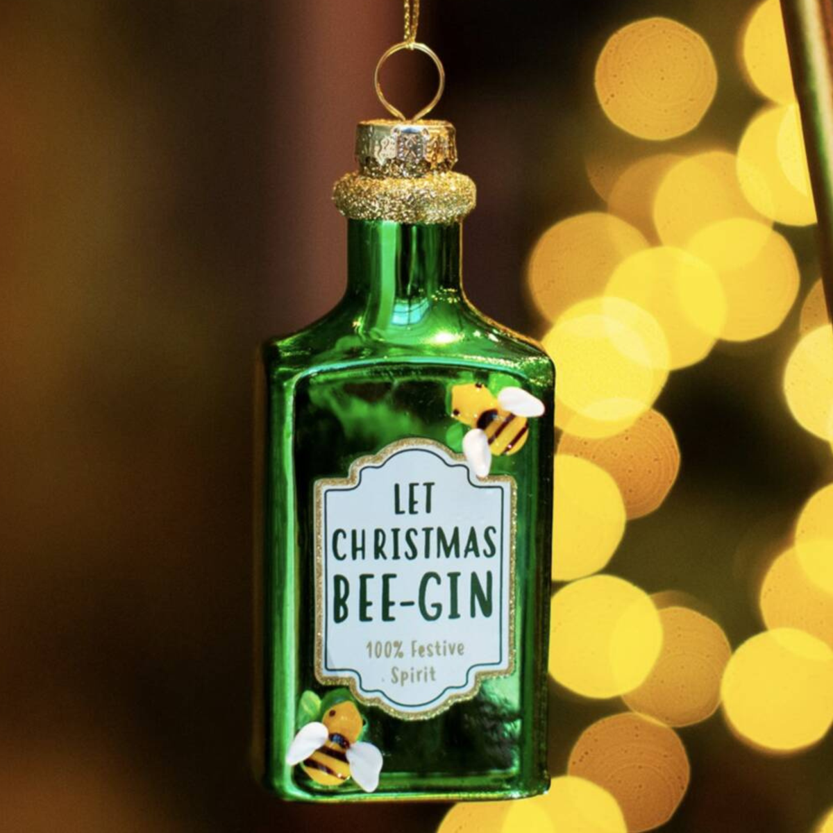 Bee Gin Christmas Bauble with Optional Personalised Ribbon