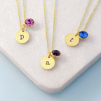 Personalised Monogram Gold Birthstone Necklace