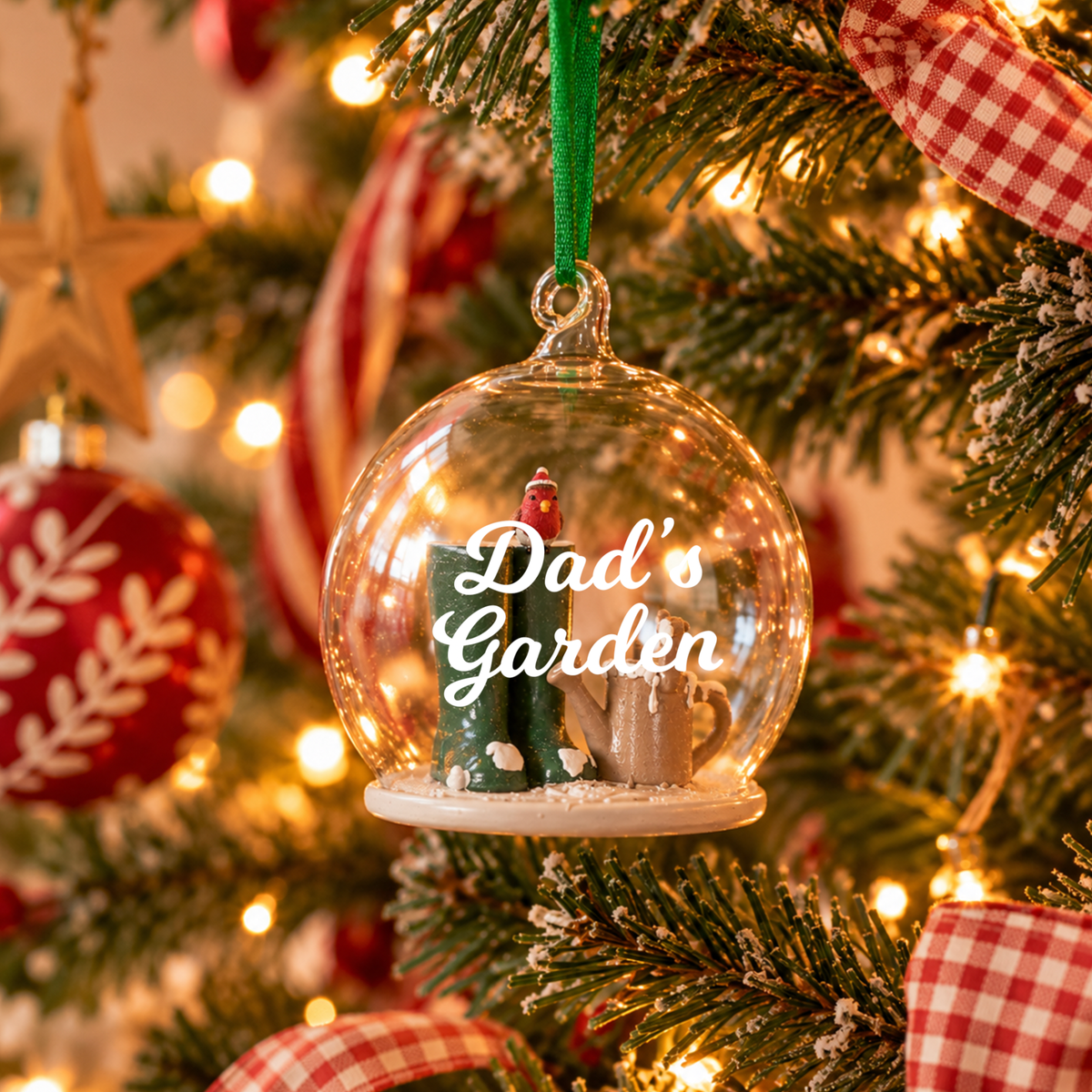 Personalised Glass Dome Gardener Christmas Decoration