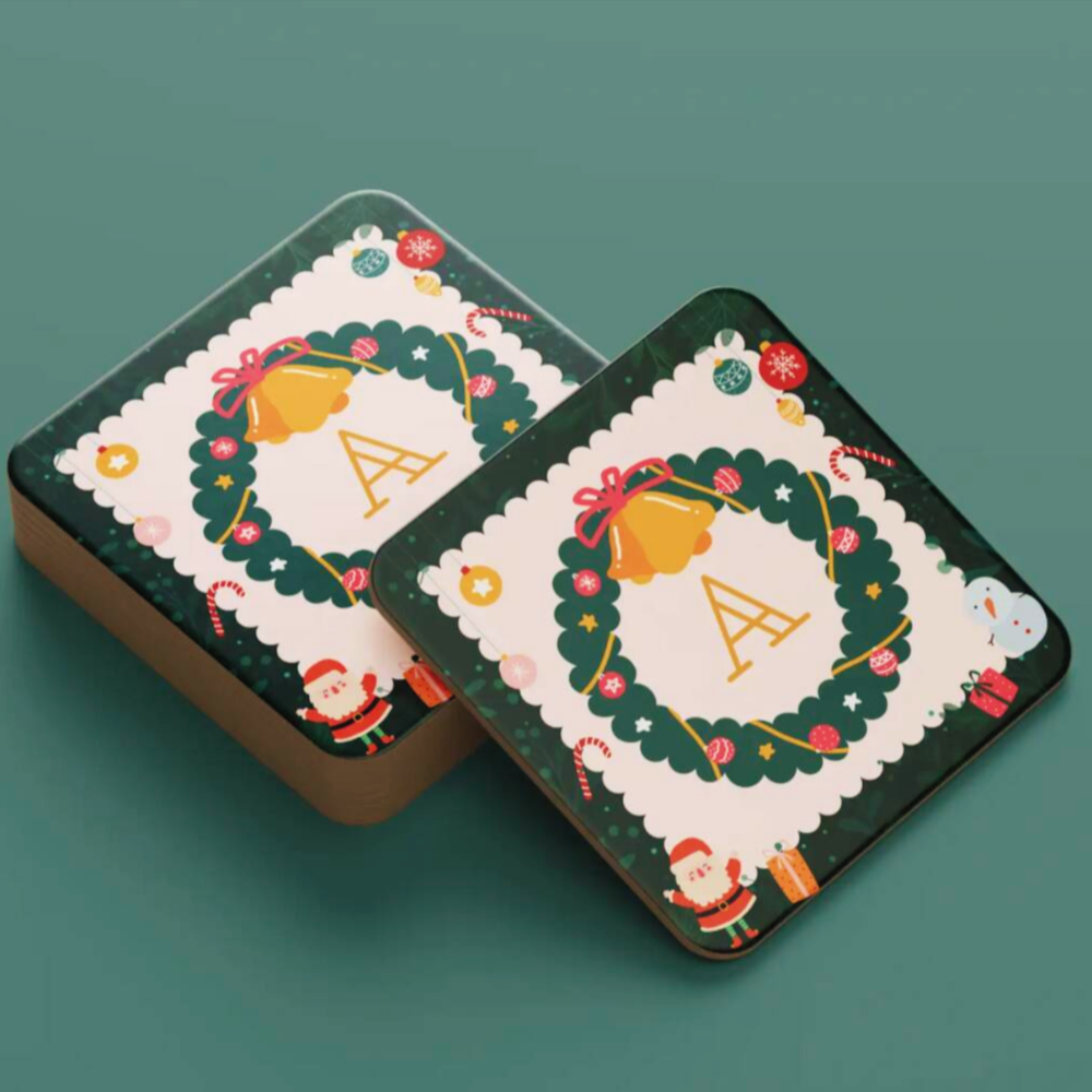 Personalised Christmas Wreath Placemat & Coaster Set