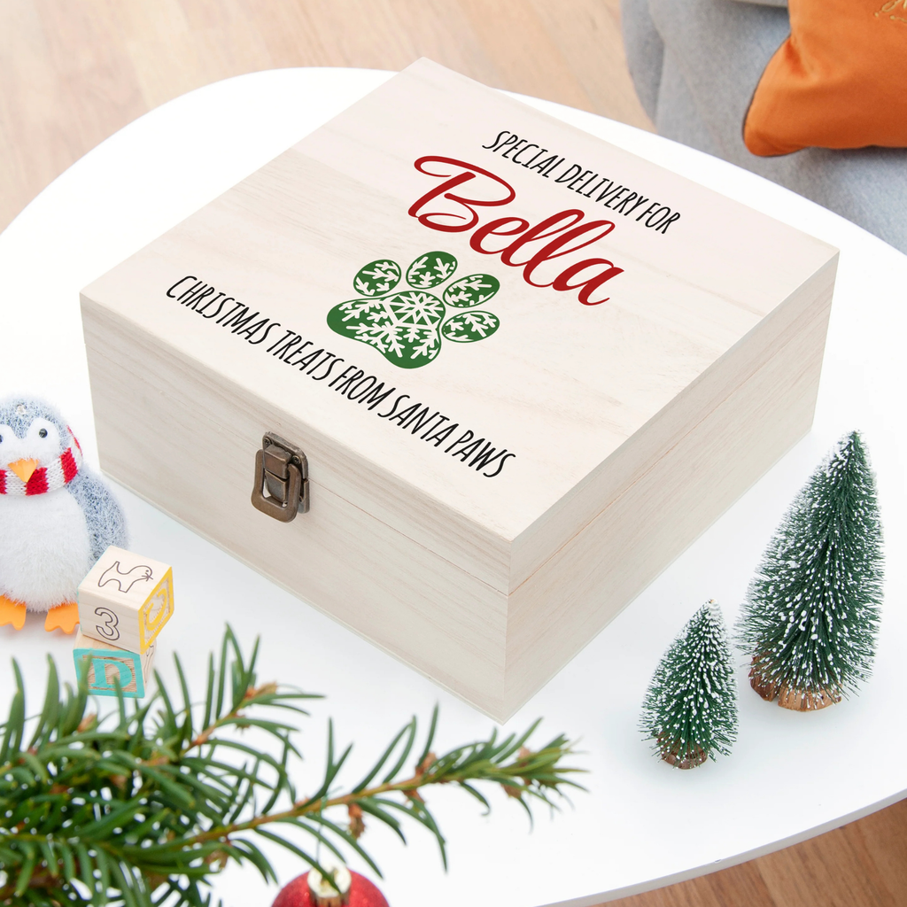 Personalised Pet Paw Christmas Treats Box
