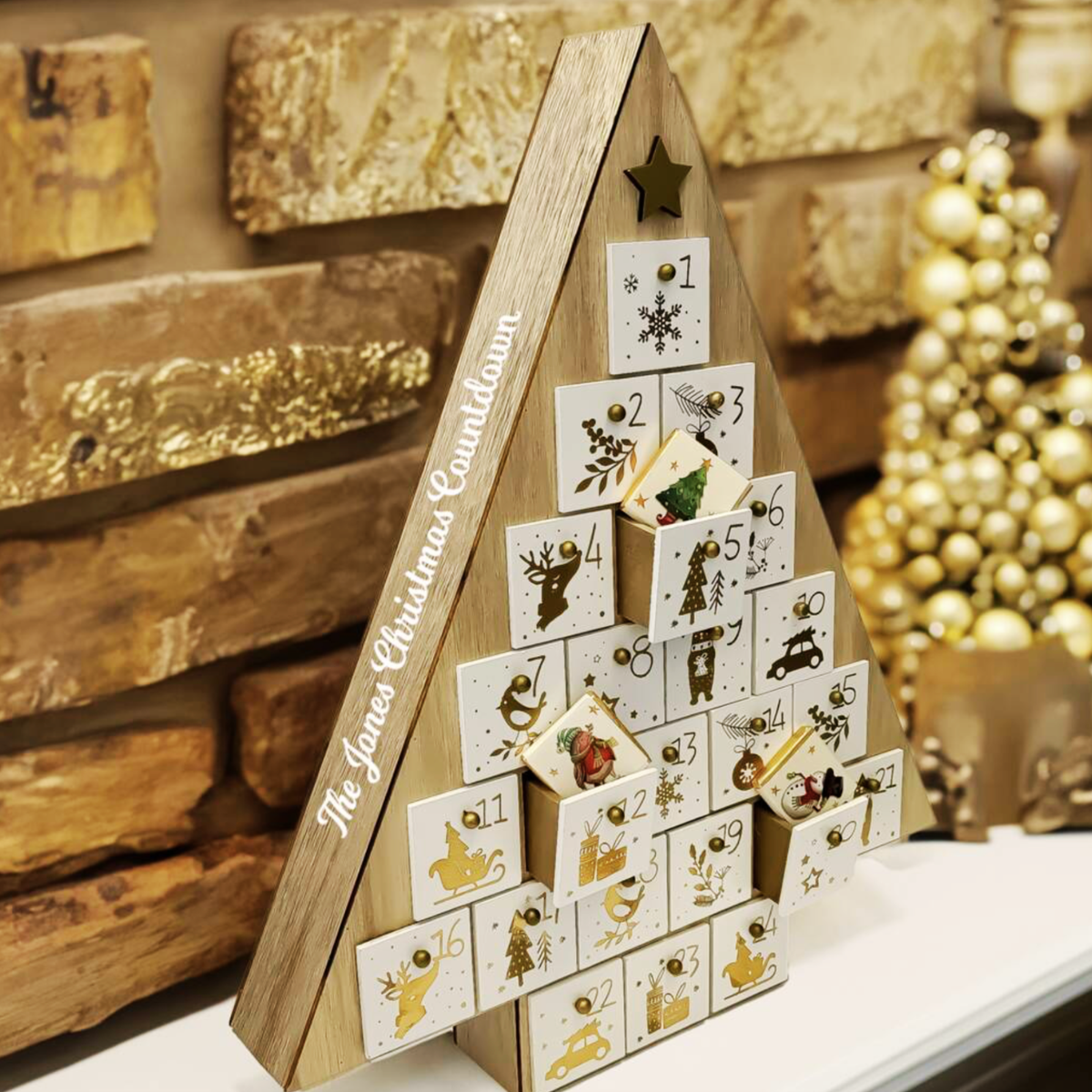 Personalised Wooden Christmas Tree Advent Calendar