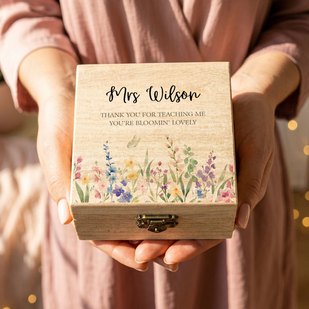 Personalised Teacher Gift Wooden Keepsake Box