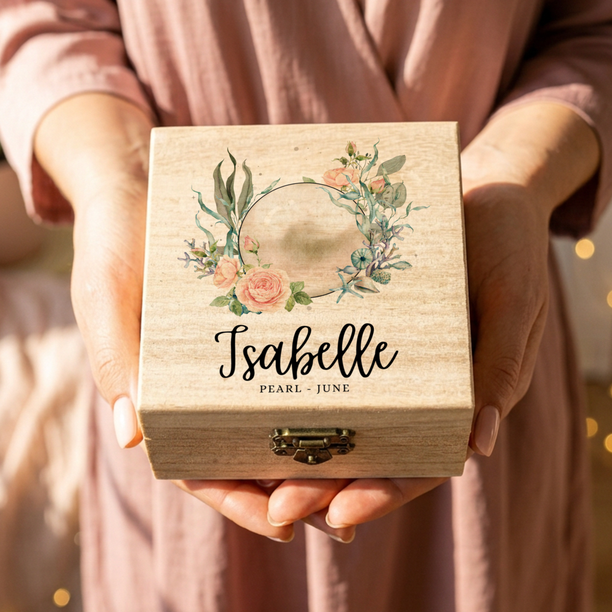 Personalised Birth Stone Wooden Jewellery Box
