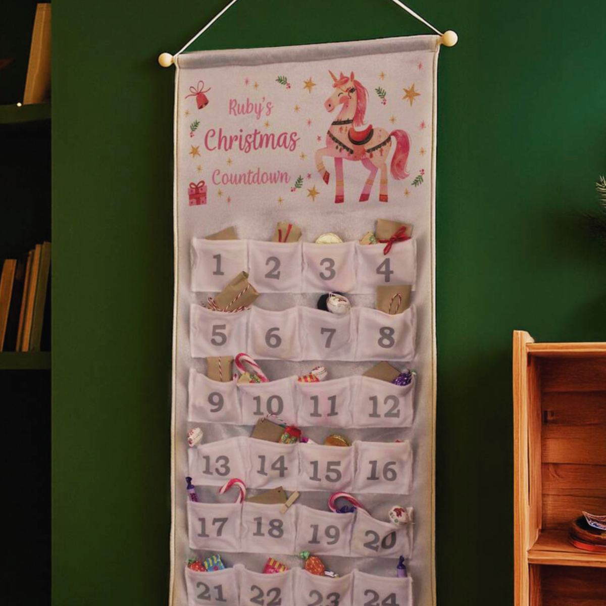Personalised Unicorn Christmas Advent Calendar