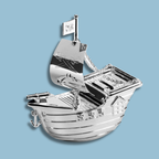 Silver Plated Pirate Ship Money Box