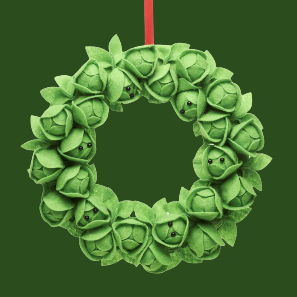 Brussels Sprout Felt Christmas Wreath
