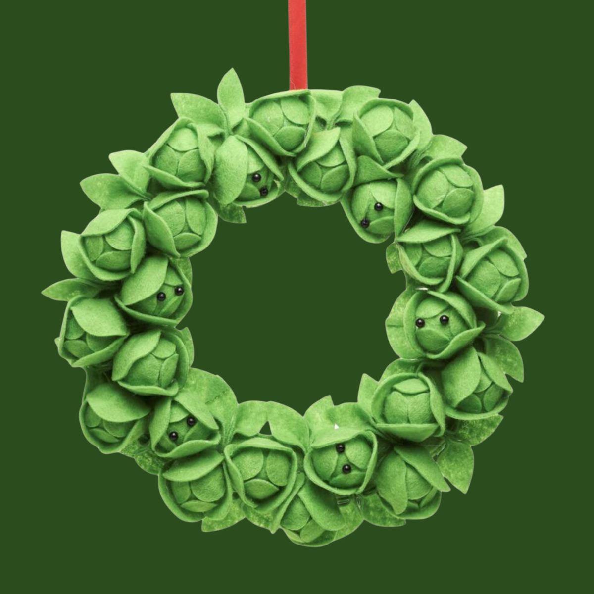 Brussels Sprout Felt Christmas Wreath