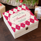 Personalised Harlequin Diamond Pattern Christmas Eve Box