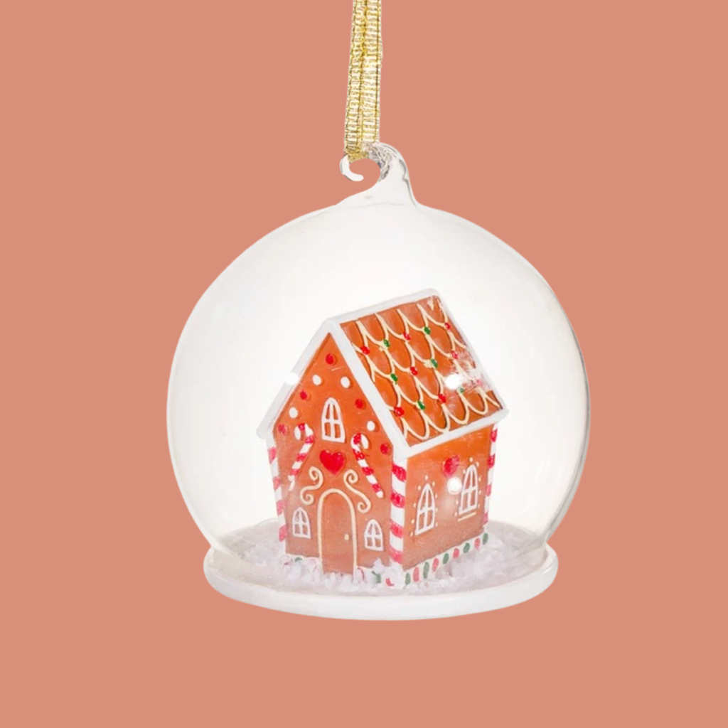 Personalised Gingerbread House Dome Christmas Bauble