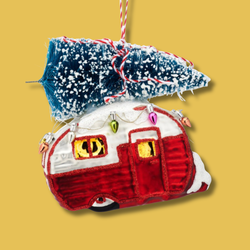 Red Caravan Glass Christmas Bauble