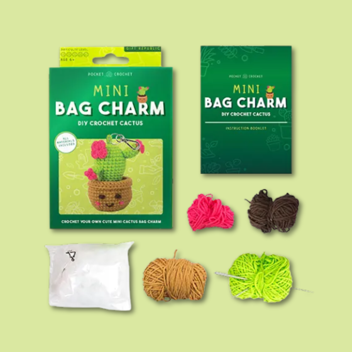 Mini Cactus DIY Crochet Bag Charm Kit