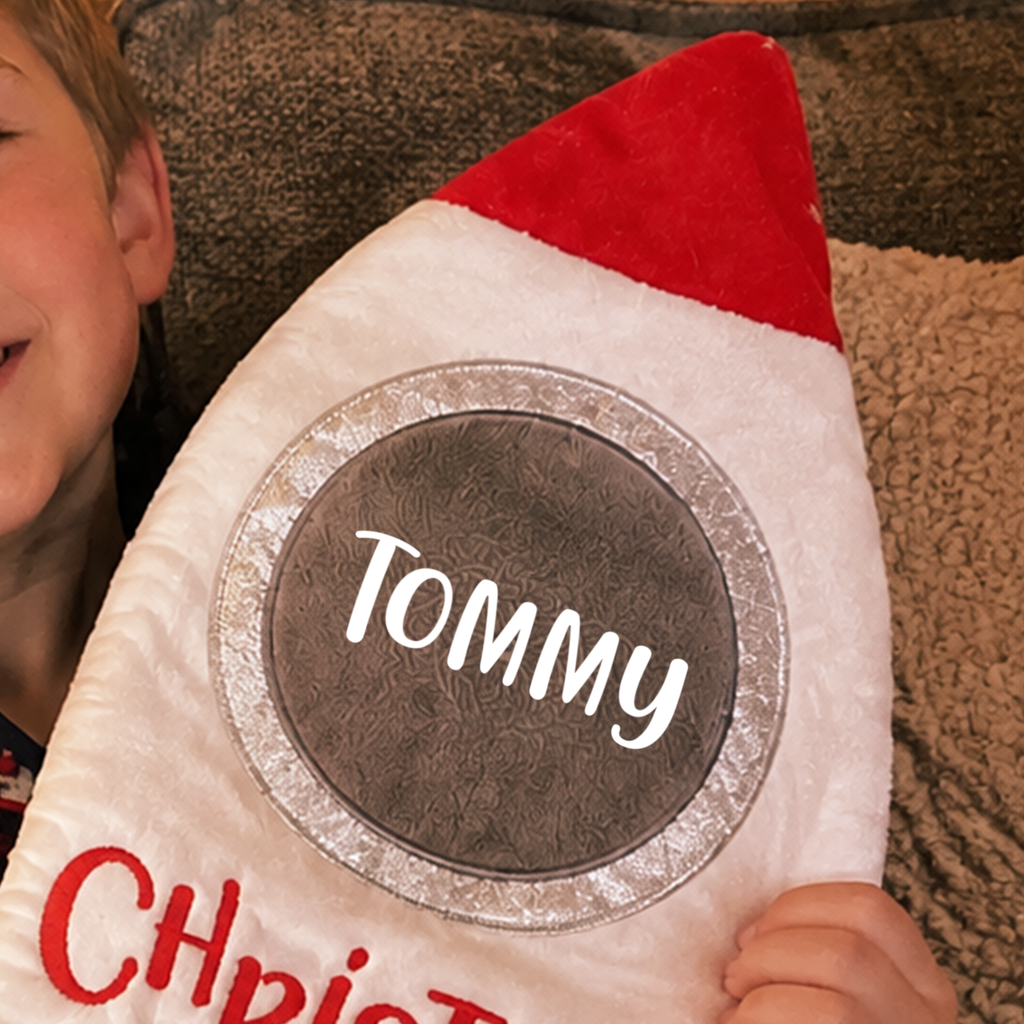 Personalised Blast Off Rocket Christmas Stocking