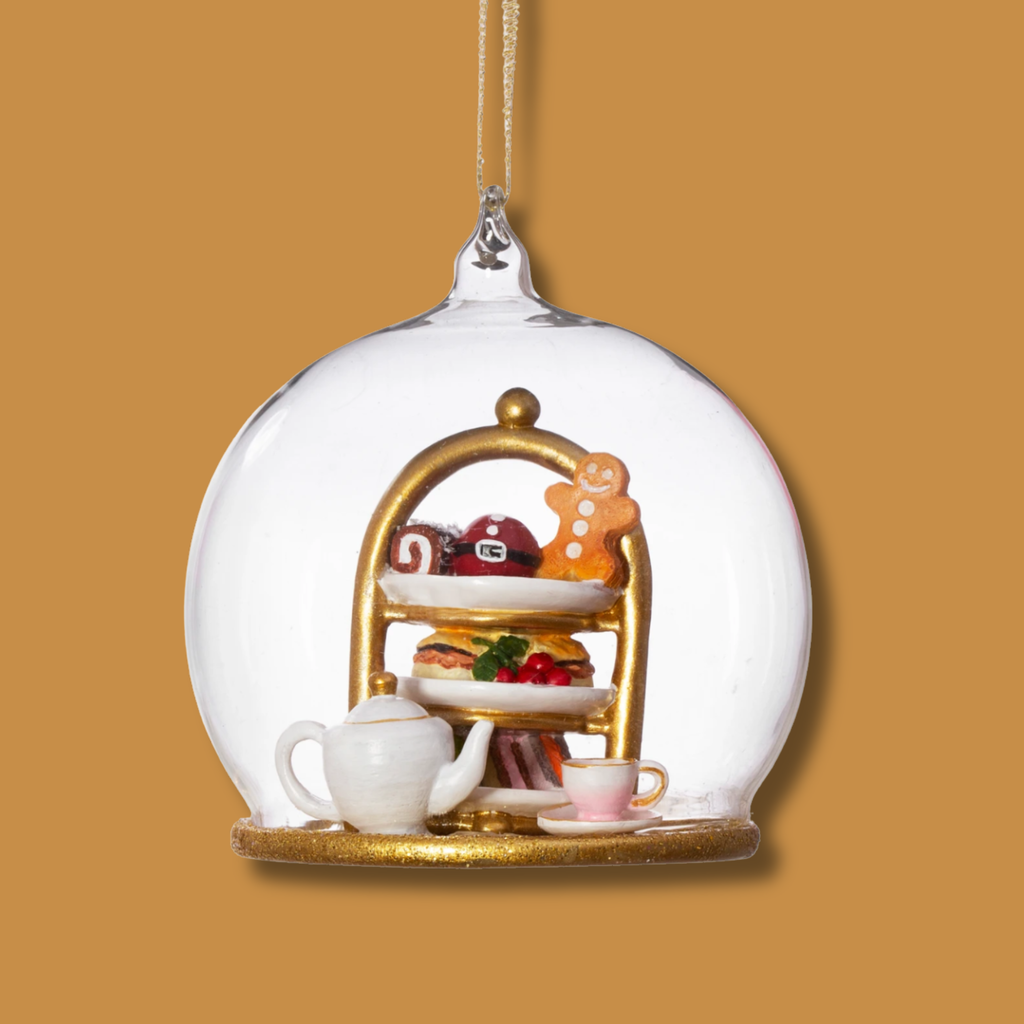 Personalised Afternoon Tea Glass Dome Christmas Bauble