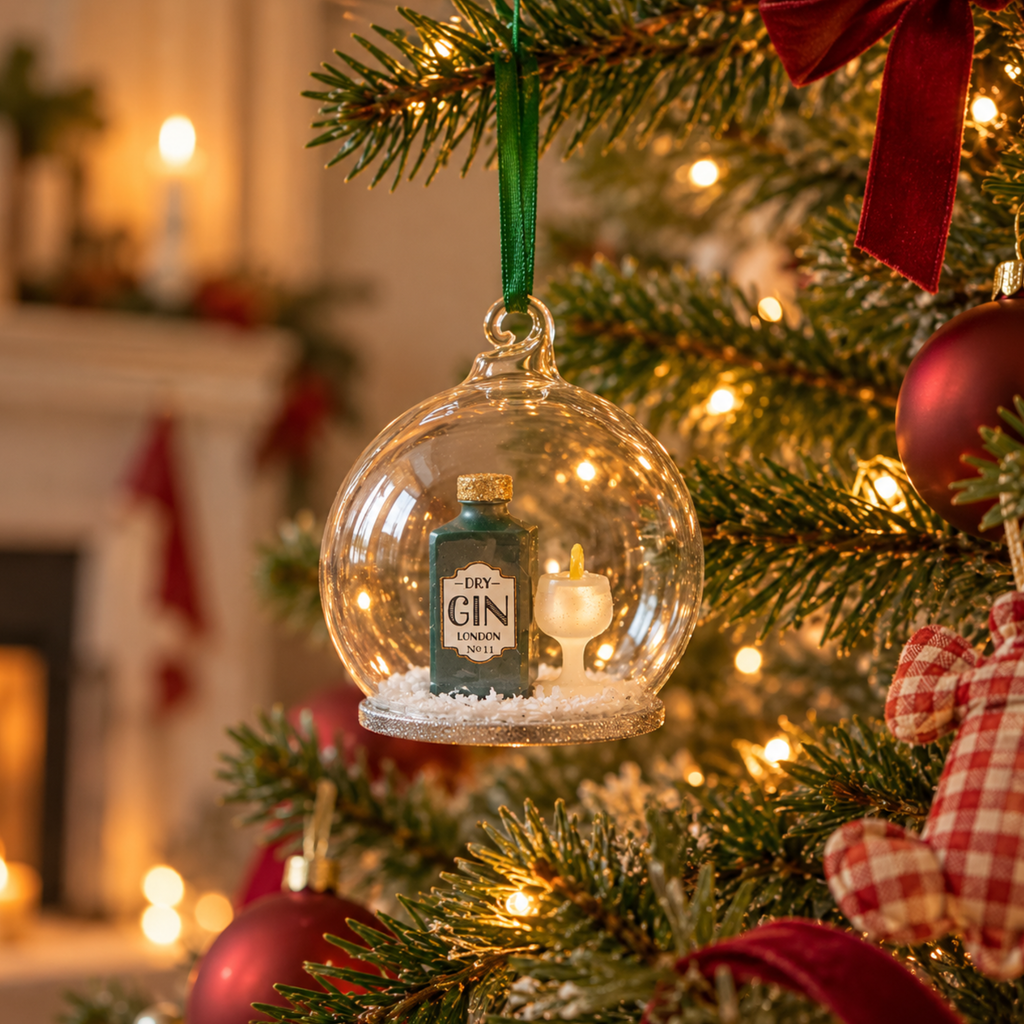 Personalised Gin and Tonic Glass Dome Christmas Bauble
