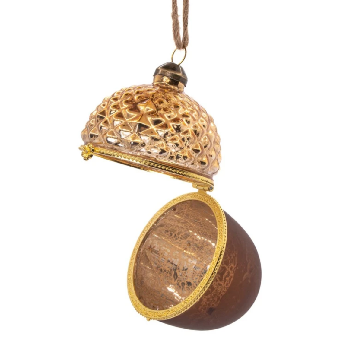 Opening Acorn Glass Christmas Bauble