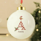 Personalised Initial Little Robin Bauble