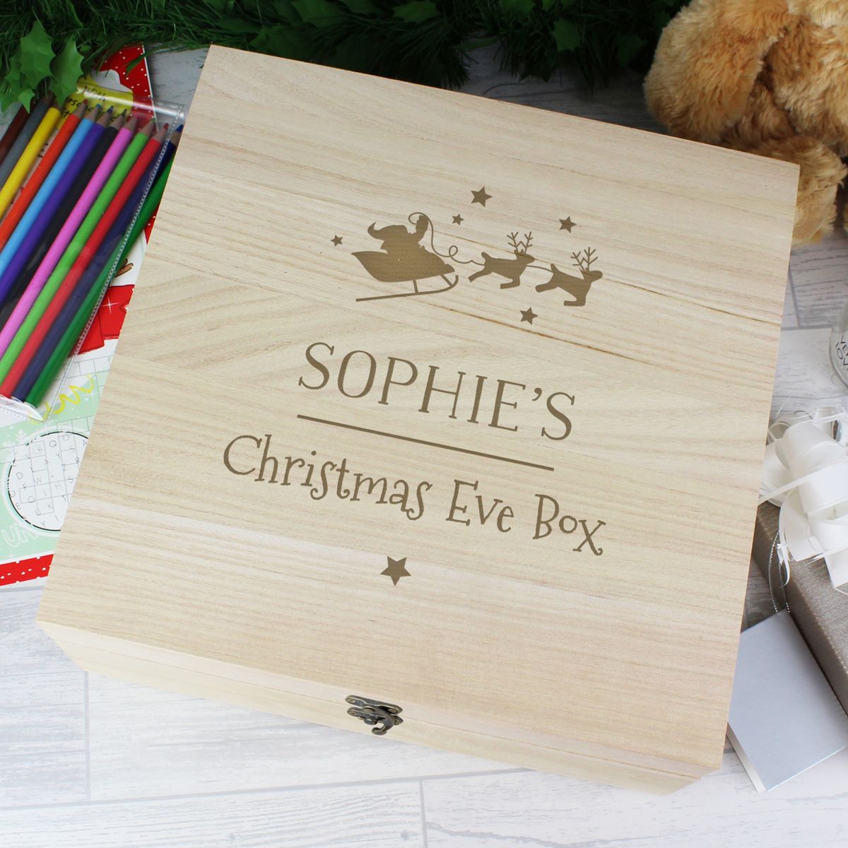 Personalised Large Wooden Christmas Eve Box