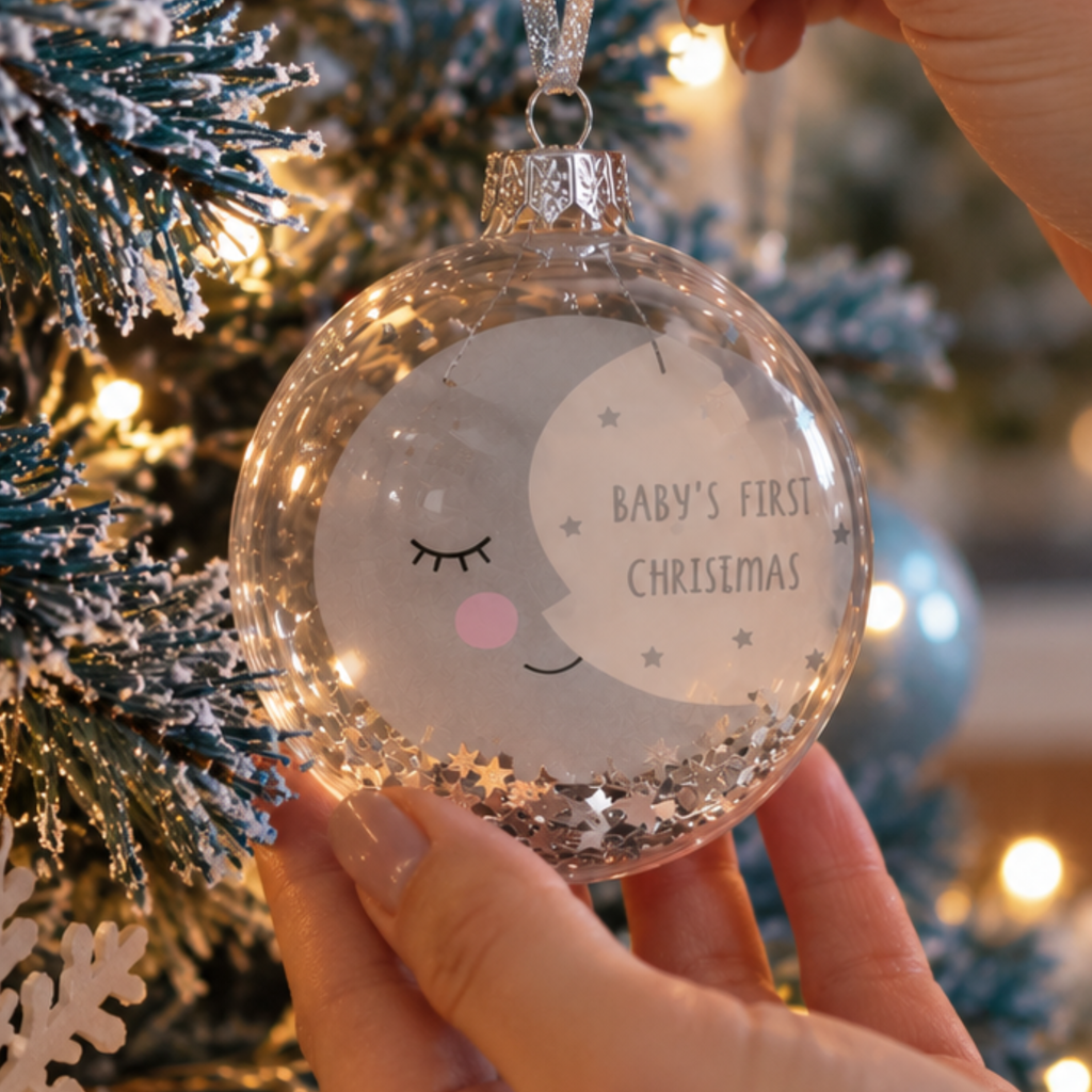 Baby's First Christmas Moon and Stars Bauble
