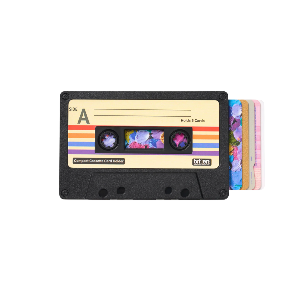 Black Cassette Card Holder Retro RFID Wallet