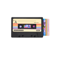 Black Cassette Card Holder Retro RFID Wallet