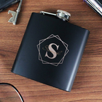 Personalised Geometric Initial Black Hip Flask