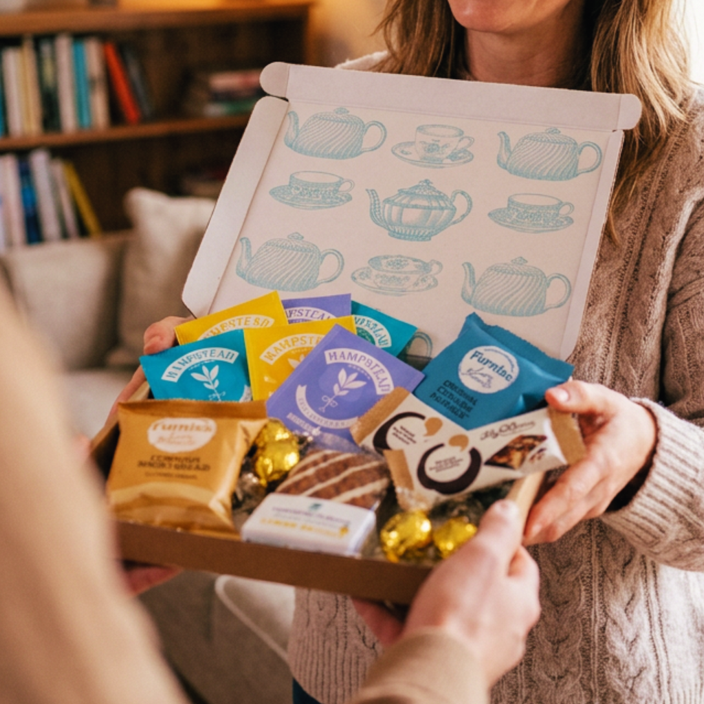 Afternoon Tea Letterbox Gift Hamper Tea Shortbread Chocolate & Treats
