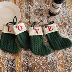 Mini Knitted Green Letter Christmas Stocking