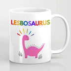 Lesbosaurus Pride Mug Rainbow Dinosaur