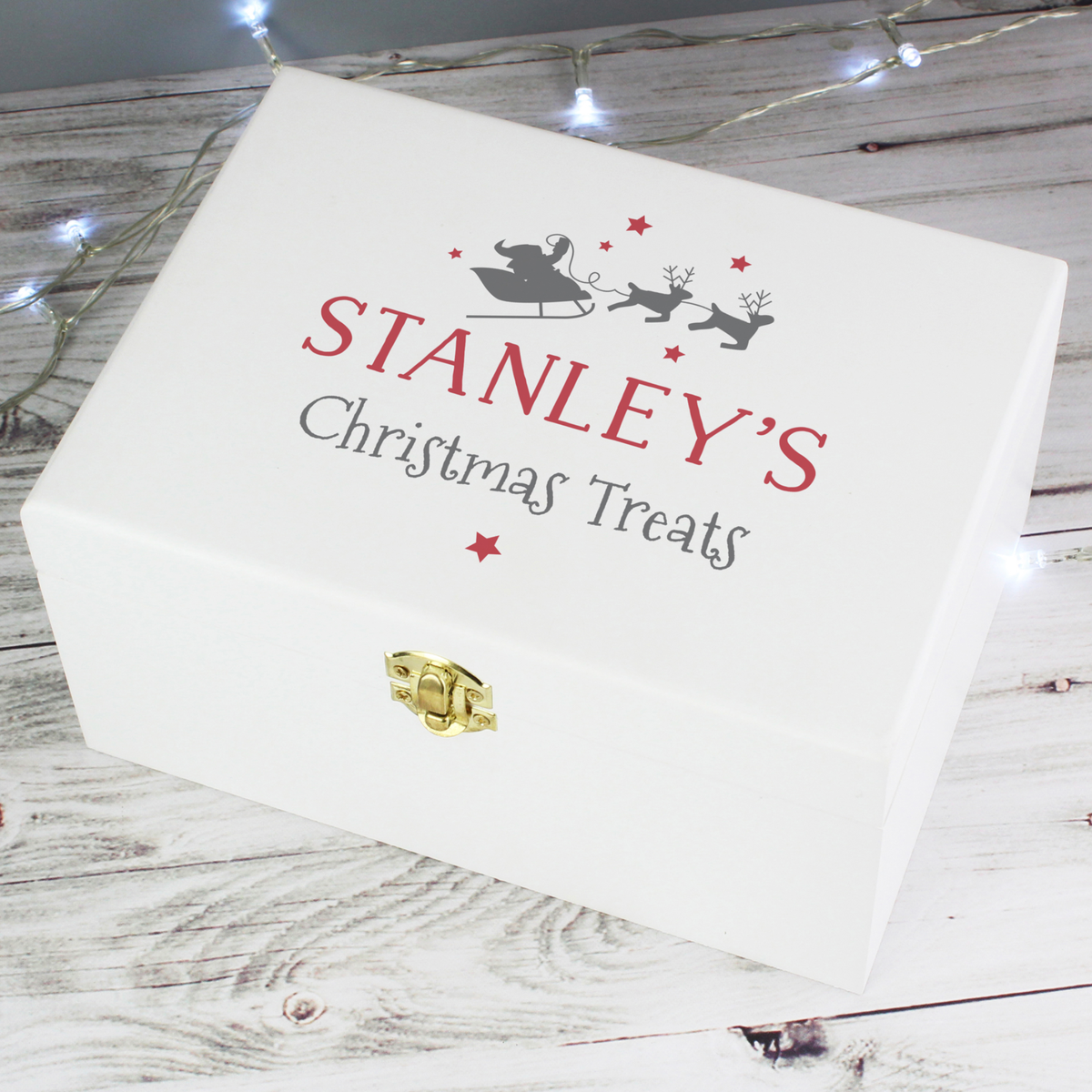 Personalised Christmas Eve White Wooden Box