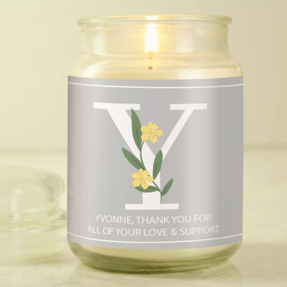 Personalised Floral Initial Candle Jar